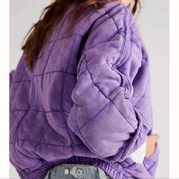 Free People | Dolman Quilted Knit Jacket in Moonberry | Large - Picture 2 of 16